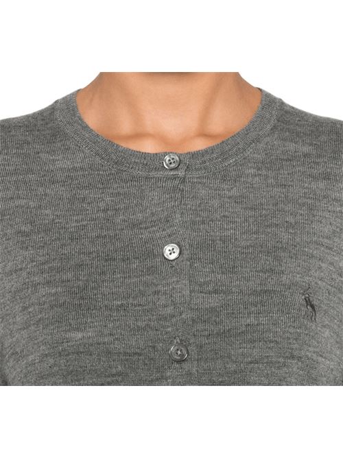 Cardigan da donna in misto lana, girocollo, colore grigio POLO RALPH LAUREN | 211977954003